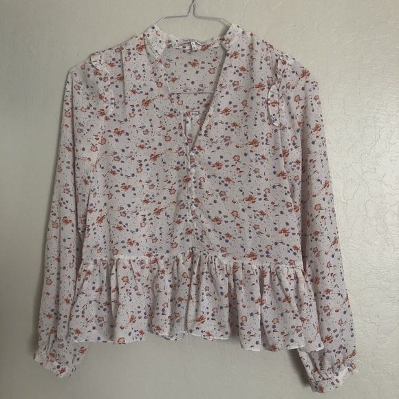 Harper Wren Floral Crop Blouse Size Medium - Picture 1 of 12